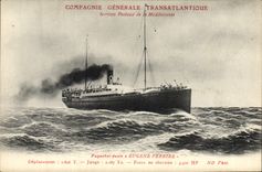 VINTAGE POSTCARD Boat Steamer General Company Transatlantic Eugene Pereire