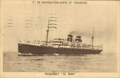 VINTAGE POSTCARD Boat Steamer El Biat Co of Navigation Mixed Co Touache