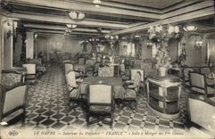 VINTAGE POSTCARD Boat Steamer France Dining room Le Havre