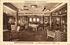 CPA Bateau Paquebot Messageries Maritimes Explorateur Grandidier Le salon de musique des 1eres classes 