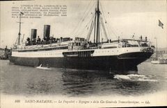 VINTAGE POSTCARD Boat Spain Steamer of the General Co Transatlantic Saint-Nazaire