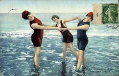 VINTAGE POSTCARD Fantasy Woman Bathing suit Three Graces