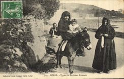 CPA Ane Mule Corse Corsica Type des environs d'Ahaccio Felles Enfants TOP