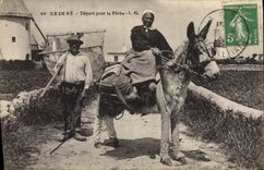 VINTAGE POSTCARD Ass Mule Ile de Ré Departure for sin TOP
