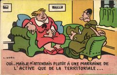 VINTAGE POSTCARD Fantasy military Comic Kern Illustrator