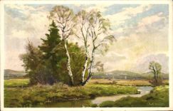 VINTAGE POSTCARD Fantasy Illustrator Landscape Drill