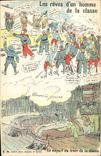 VINTAGE POSTCARD Militaria dreams of a man of the class the departure of the train of the class