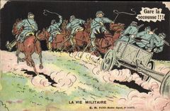 CPA Militaria Gare a la secousse Cheval
