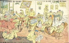 CPA Militaria 4h du soir A la salle de repos