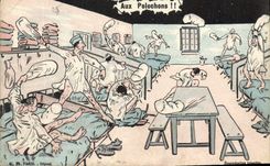 CPA Militaria Aux polochons