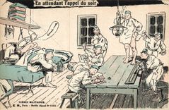 CPA Militaria En attendant l'appel du soir 