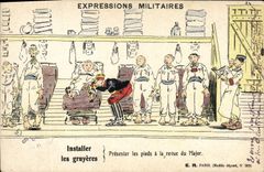 CPA Militaria Expressions militaires Installer les gruyeres 