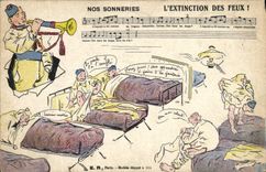 VINTAGE POSTCARD Militaria the extinction of fires Trumpet