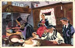 CPA Folklore Charles Homualk Jour de galettes Pontivy Morbihan