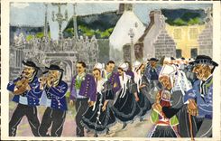 CPA Folklore Charles Homualk Une noce a Plougastel Mariage