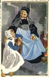CPA Folklore Charles Homualk Brennilis Femme Enfant
