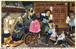 CPA Folklore Charles Homualk Depart pour la messe Quimper 