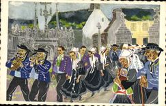 CPA Folklore Charles Homualk Une noce a Plougastel Finistere Mariage 