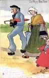 CPA Folklore En pays breton Sortie de la messe