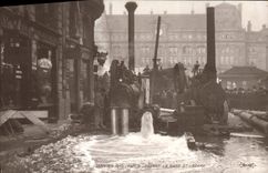 CPA Paris Crue de la Seine 29 janvier 1910 Gare Saint-Lazare Pompes d'epuisement