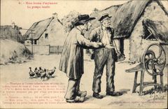 VINTAGE POSTCARD Our good peasants the useless pump