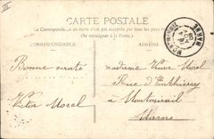 VINTAGE POSTCARD Trawl-nets on the Marne Footbridge on the canal Barge Boat