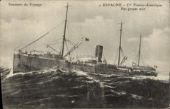 CPA Bateau Paquebot Espagne Cie France Amerique par grosse mer