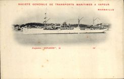CPA Bateau Paquebot Societe generale de Transports maritimes a vapeur Espagne Marseille