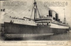 CPA Bateau Paquebot Saint-Nazaire L'Espagne de la Cie Generale Transatlantique