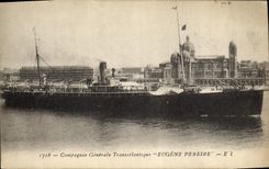 VINTAGE POSTCARD Boat Marseilles Steamer the Eugene Pereire Company Transatlantic Marseilles