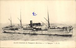 CPA Bateau Paquebot Societe Generale des Transports maritimes L'Espagne