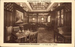 CPA Bateau Paquebot Messageries Maritimes Explorateur Grandidier Le fumoir des 1eres classes Tabac 