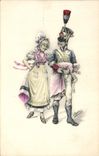 VINTAGE POSTCARD Fantasy Illustrator Woman Miitiaria Soldier
