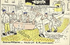 CPA Militaria Au lavoir 
