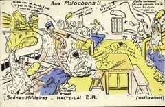 CPA Militaria Aux polochons