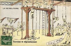 VINTAGE POSTCARD Militaria Exercises of roughing-out