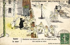 VINTAGE POSTCARD Militaria To jump the wall