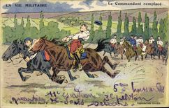 CPA Militaria Le commandant remplace Cheval
