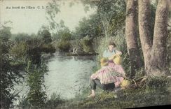 CPA Folklore Au bord de l'eau
