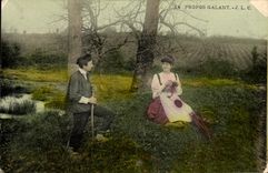 CPA Folklore Le propos galant