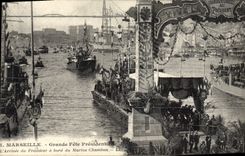 CPA Marseille Grande fete presidentielle L'arrivee du President a bord du Marins Chambon 