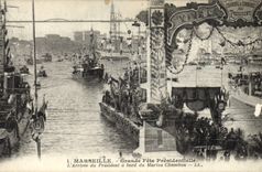 CPA Marseille Grande fete presidentielle L'arrivee du President a bord du Marins Chambon 