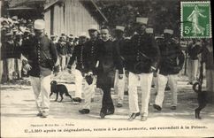 VINTAGE POSTCARD After the degradation given to the gendarmerie is taken back with prison ULLMO