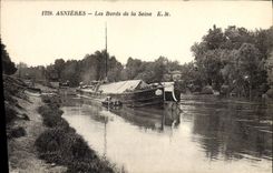 CPA Bateau Peniche Asnieres Les bords de la Seine 