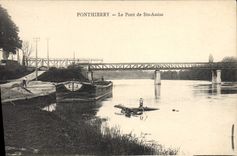 CPA Bateau Peniche Ponthierry Le pont de Ste Assise