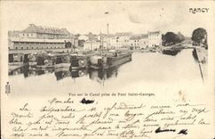 CPA Bateau Peniche Nancy Vue sur le canal prise du pont Saint-Georges 