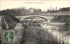 CPA Bateau Peniche Montargis Le pont de St Roch