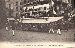 CPA Bateau Peniche Avignon Fetes de la Mi Careme 1921 Le bateau lavoir 