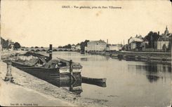CPA Bateau Peniche Gray Vue generale prise du Port Villeneuve