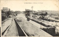 CPA Bateau Peniche Saint-Denis L'ecluse et le canal